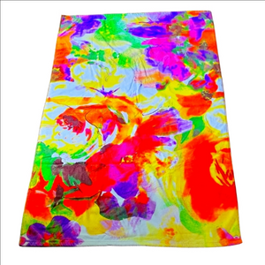 Natori 100% Cotton Plush 64"×40" Large Beach Oversized Towel Abstract Multicolor